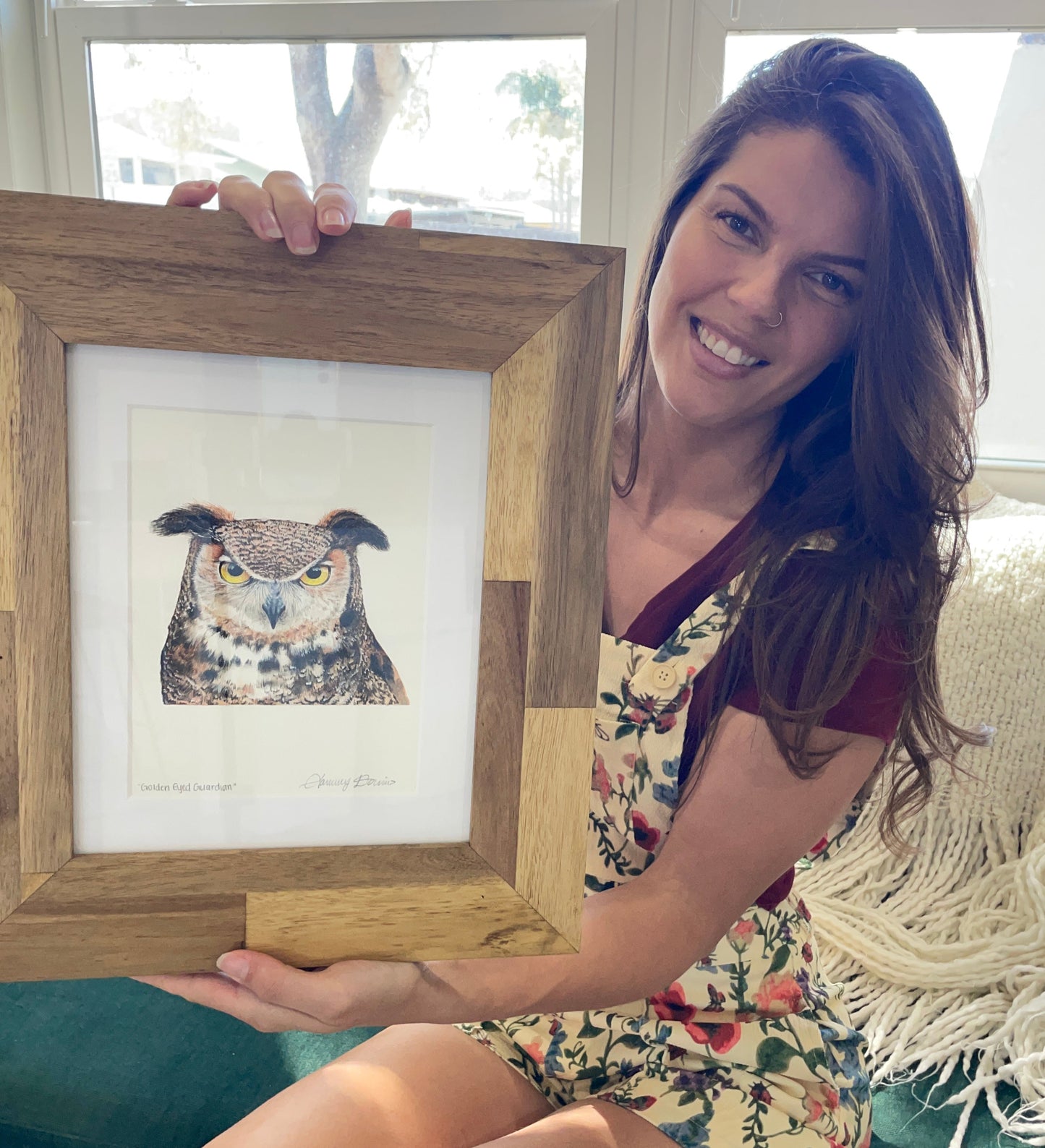 Great-Horned Owl "Golden-Eyed Guardian" Original Watercolor Painting