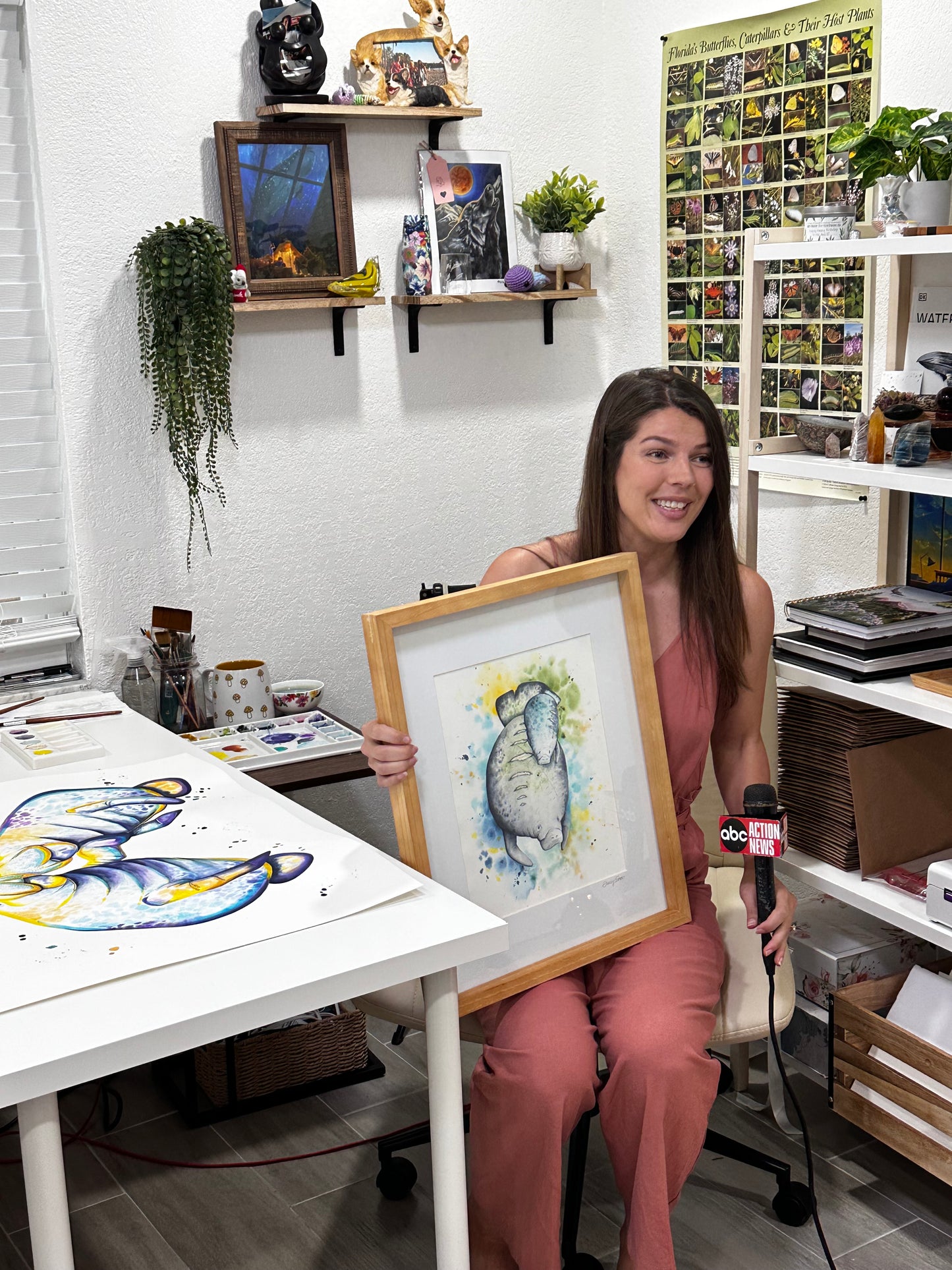 Mother and Calf Manatees "Our Scars" Original Watercolor Painting