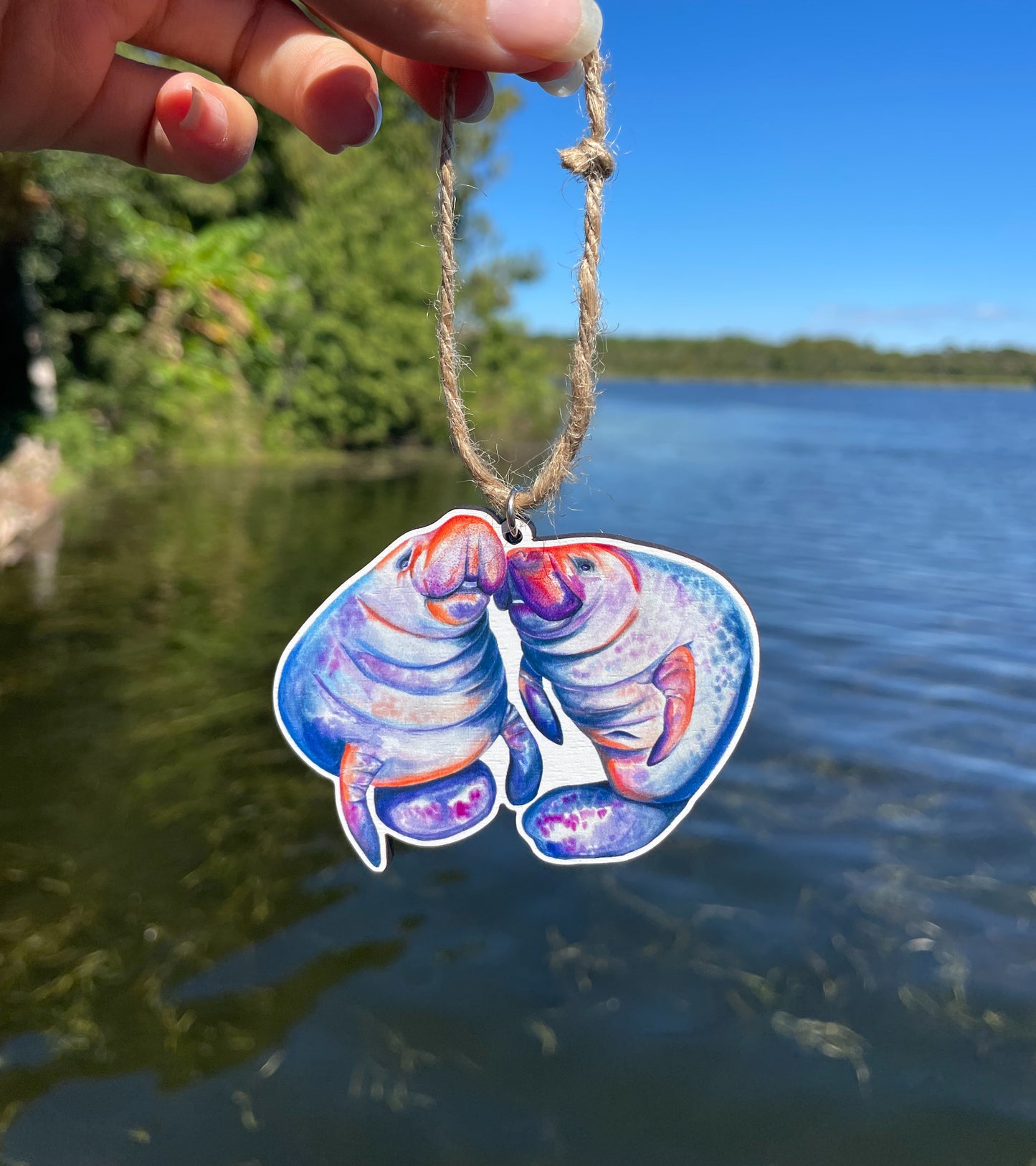 Florida Manatee Wooden Eco-Friendly Holiday Ornament