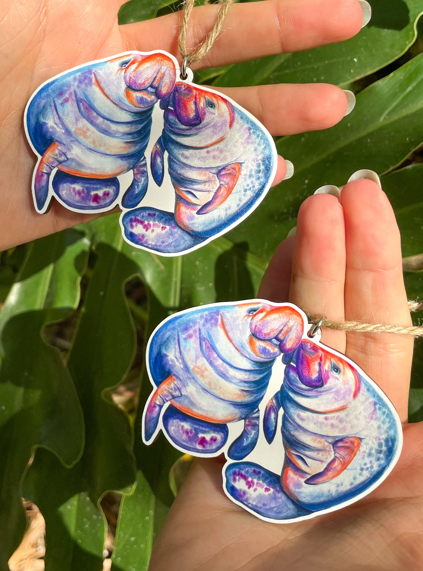 Florida Manatee Wooden Eco-Friendly Holiday Ornament