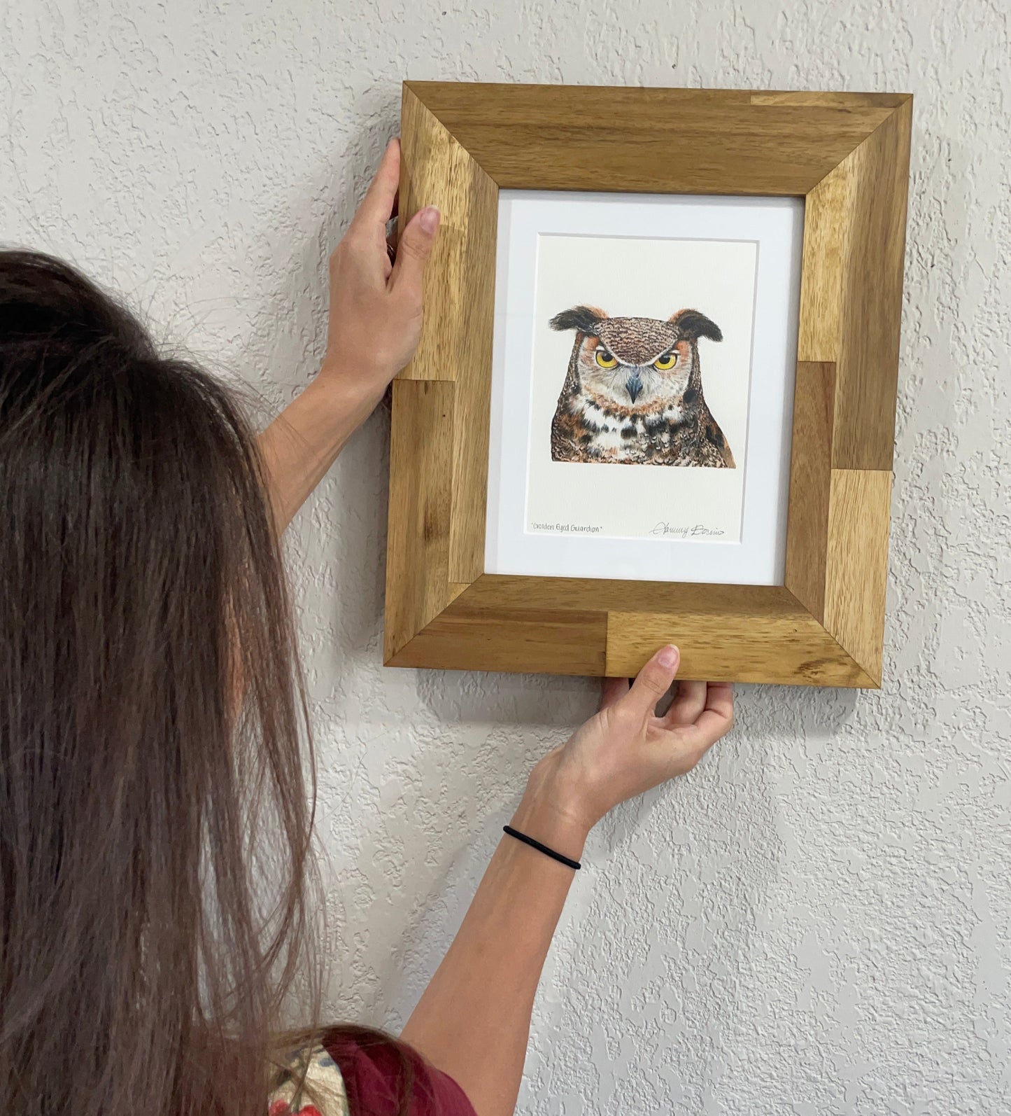 Great-Horned Owl "Golden-Eyed Guardian" Original Watercolor Painting