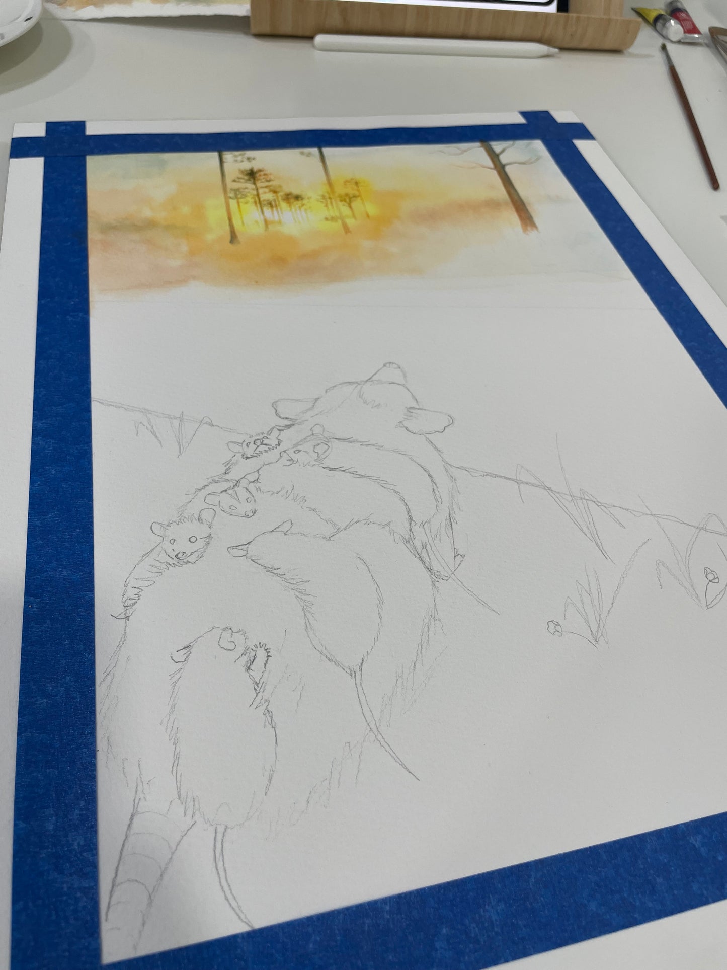 Opossum "Precious Cargo" Original Watercolor Painting