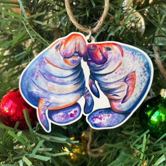 Florida Manatee Wooden Eco-Friendly Holiday Ornament