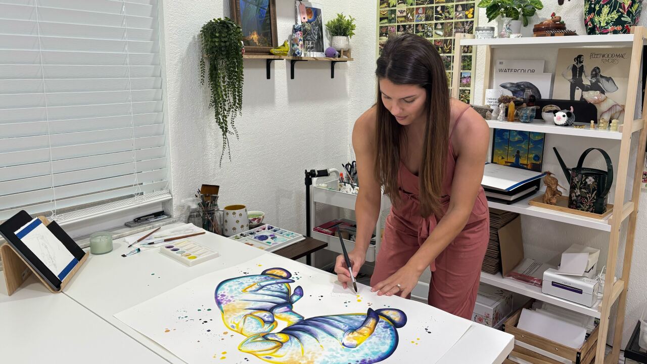 Two Manatees "Tater Tots" Original Watercolor Painting