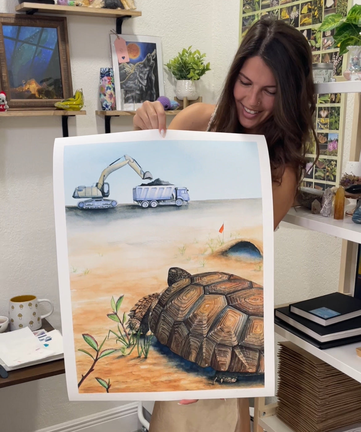 gopher tortoise florida watercolor limited edition art print wildlife conservation