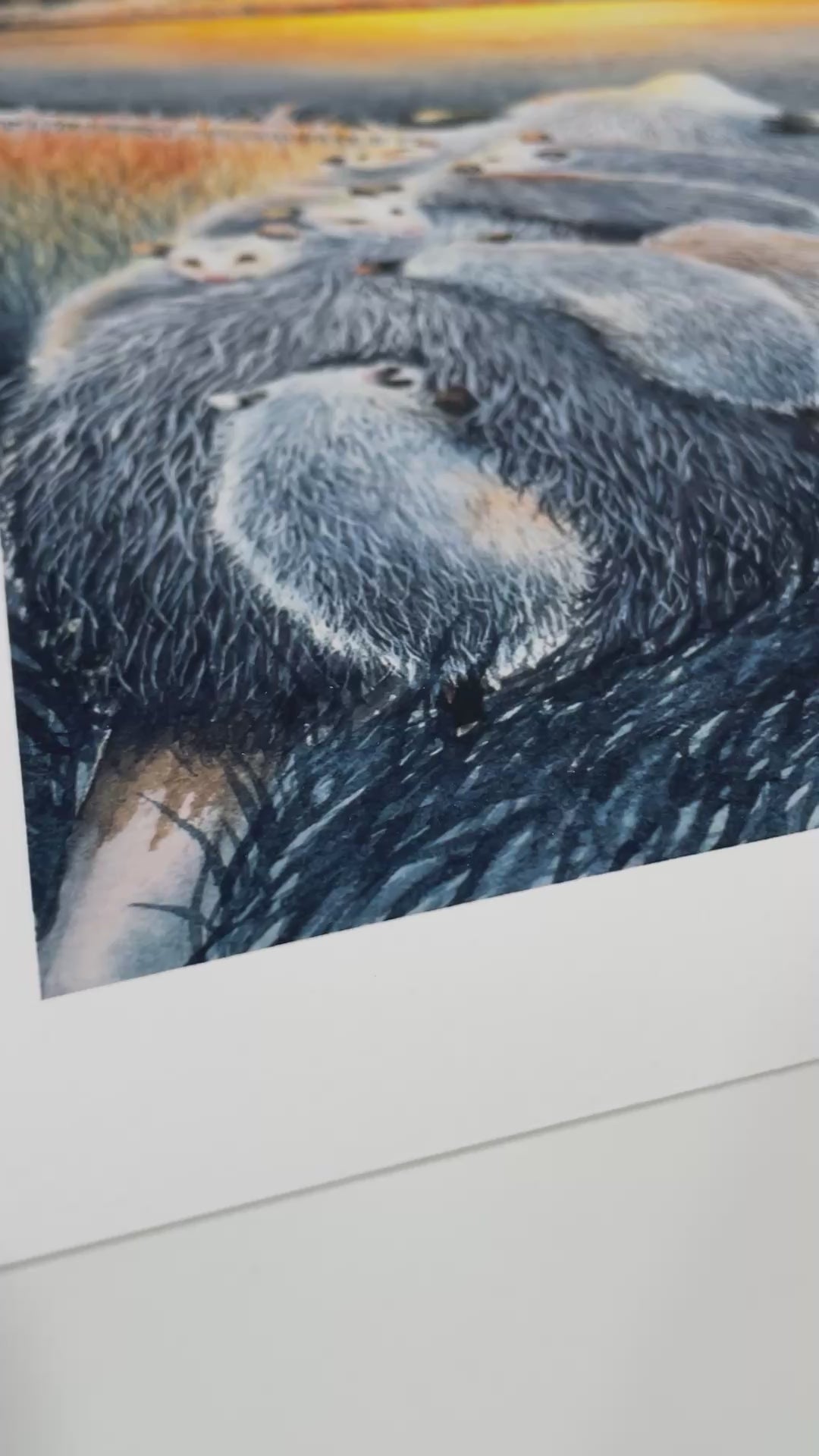 mother and baby opossums sunset pine flatwoods florida watercolor limited edition art print wildlife conservation