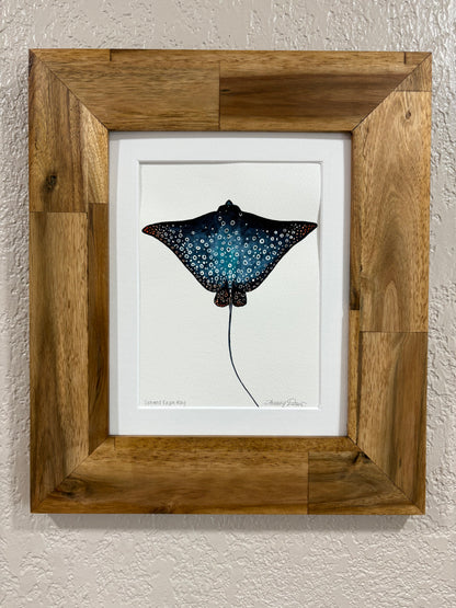 Spotted Eagle Ray 1 Mini Original Watercolor Painting