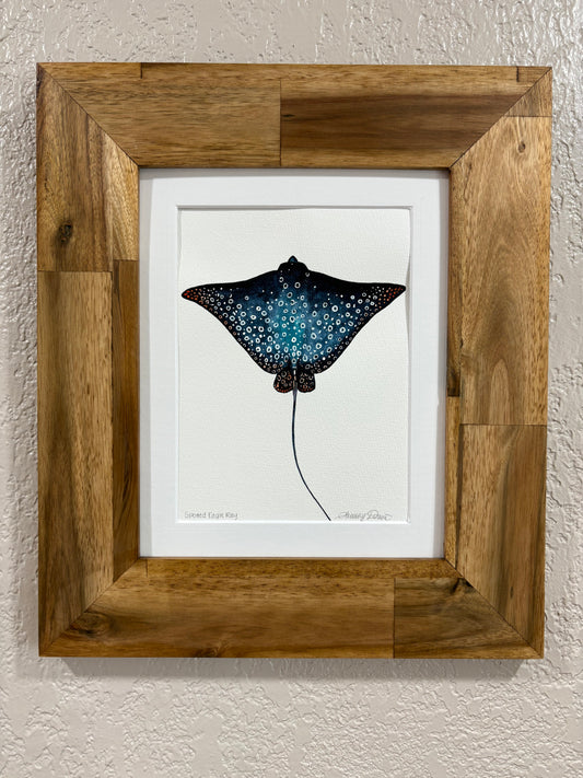 Spotted Eagle Ray 1 Mini Original Watercolor Painting