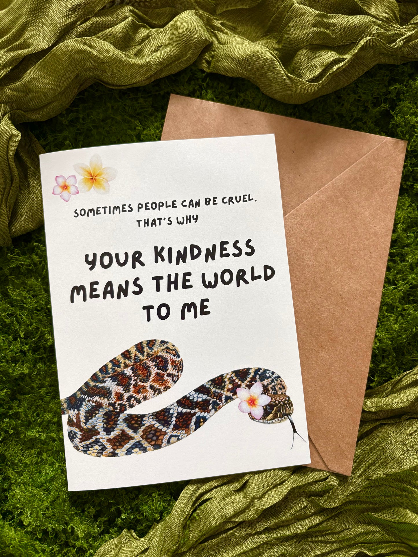 "Your Kindness Means the World to Me" Rattlesnake Greeting Card