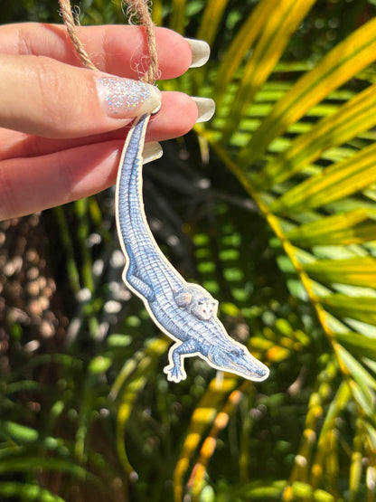 Opossum and Alligator Wooden Eco-Friendly Holiday Ornament