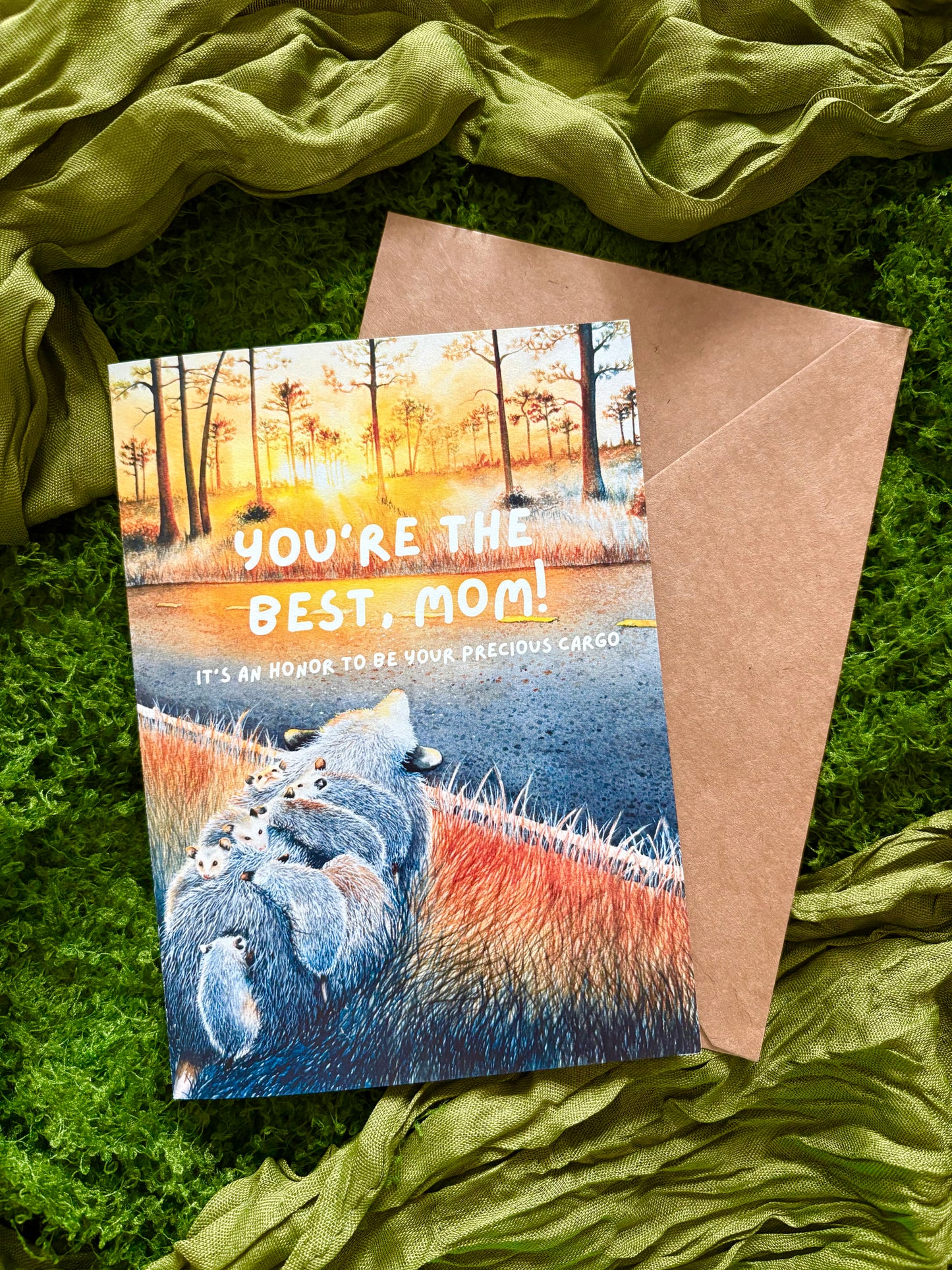 "You're the best mom" Opossum Greeting Card