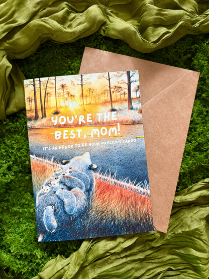 "You're the best mom" Opossum Greeting Card