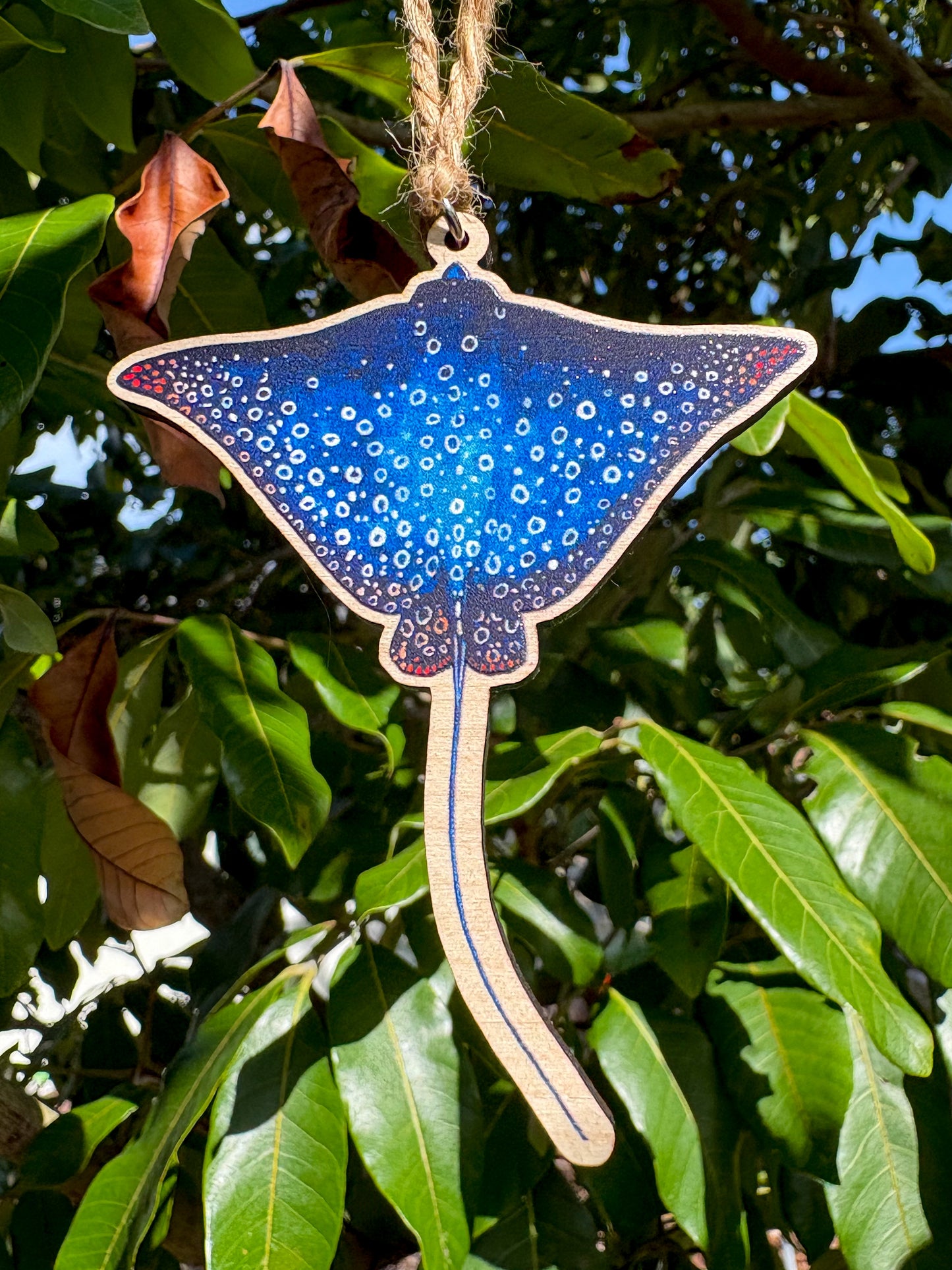 Spotted Eagle Ray Wooden Eco-Friendly Ornament