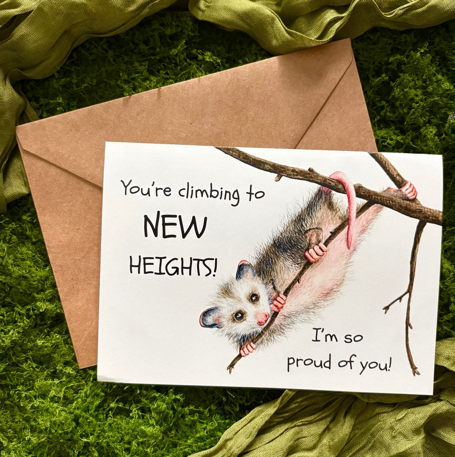 "New Heights" Opossum Greeting Card