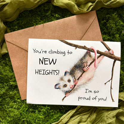 "New Heights" Opossum Greeting Card
