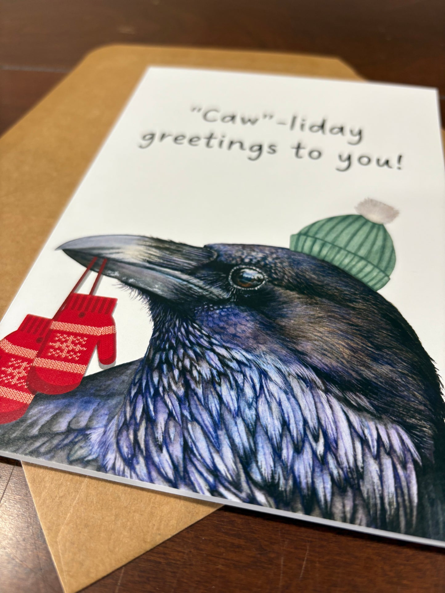 "Caw"-liday greetings to you!" Crow Greeting Card