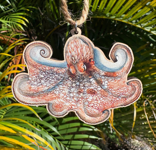 Caribbean Reef Octopus Wooden Eco-Friendly Holiday Ornament