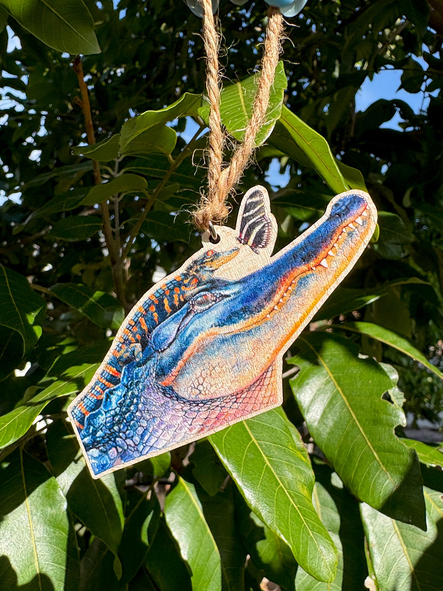 Alligator Mother and Hatchling Wooden Eco-Friendly Ornament