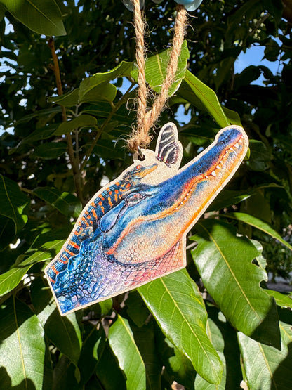 Alligator Mother and Hatchling Wooden Eco-Friendly Ornament