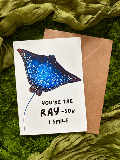 "You're the RAY-son I Smile" Spotted Eagle Ray Greeting Card
