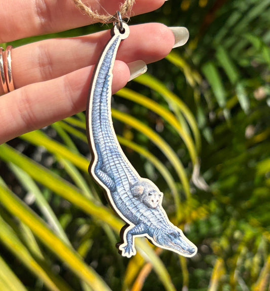 Opossum and Alligator Wooden Eco-Friendly Holiday Ornament