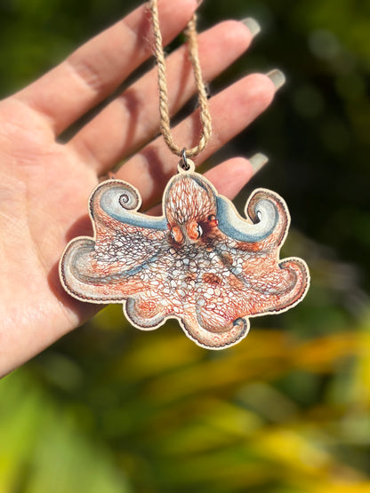Caribbean Reef Octopus Wooden Eco-Friendly Holiday Ornament