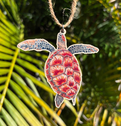 Green Sea Turtle Wooden Eco-Friendly Holiday Ornamet
