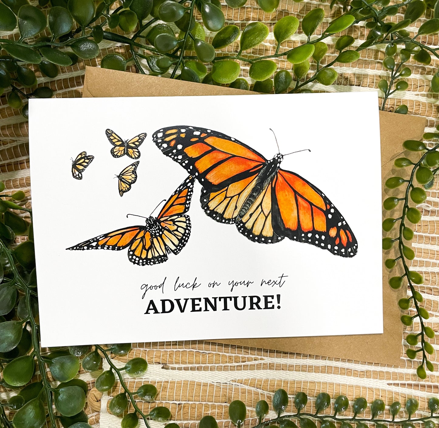 Monarch Butterfly Greeting Card - "Good luck on your next adventure!"