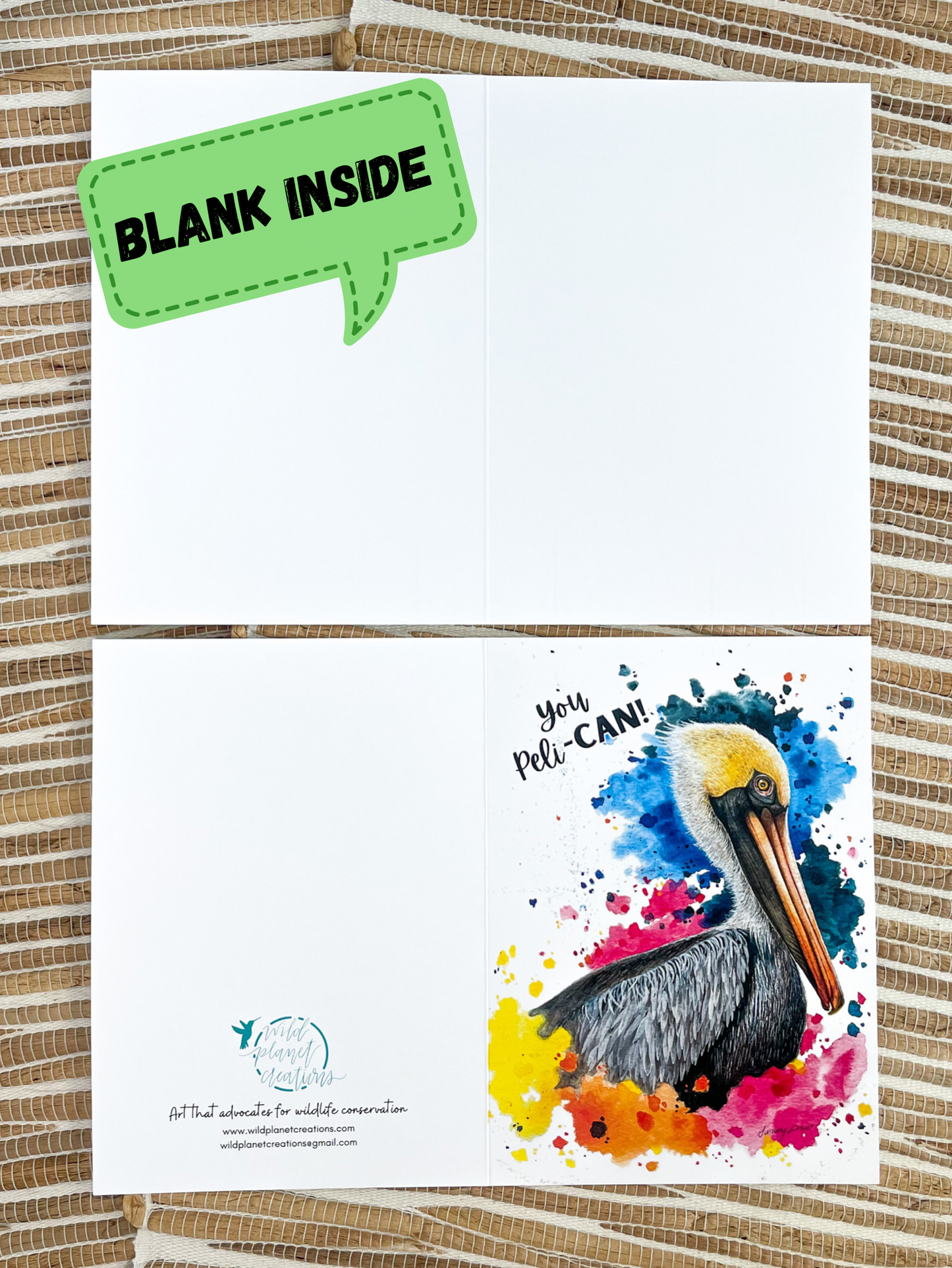 Brown Pelican Greeting Card - "You Peli-CAN!"