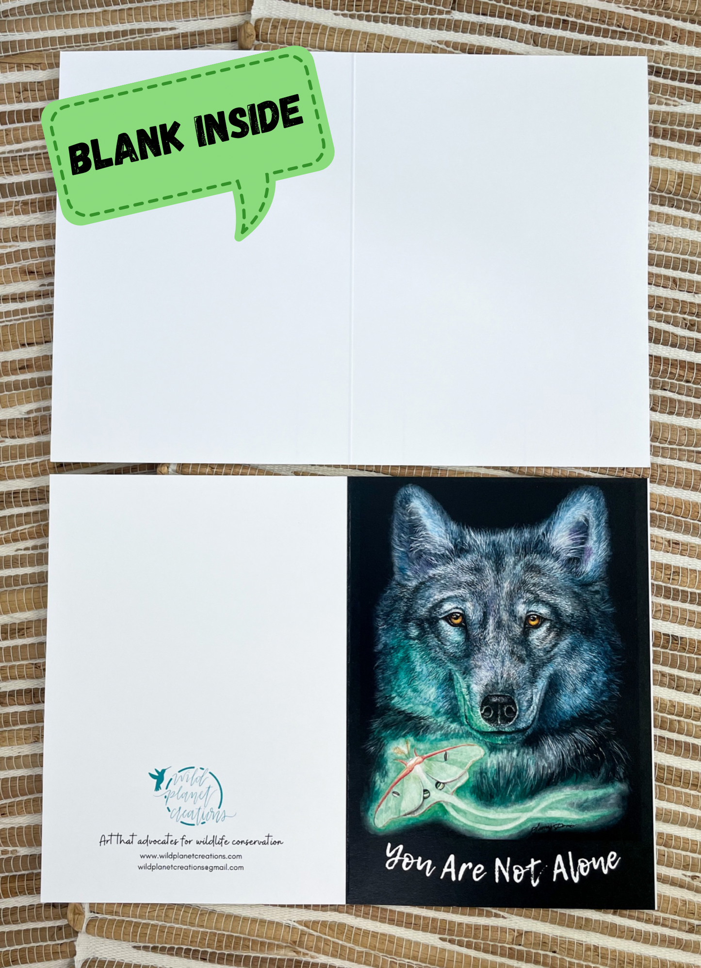 Gray Wolf Greeting Card - "You are not alone"