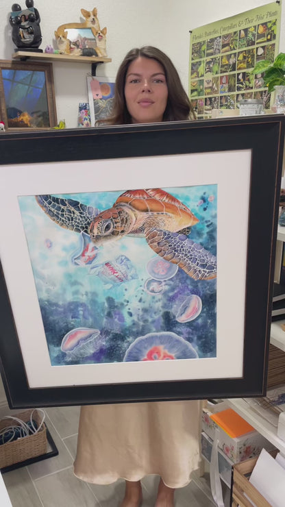 "Deceptive Drift" Green Sea Turtle Limited Edition Fine Art Print