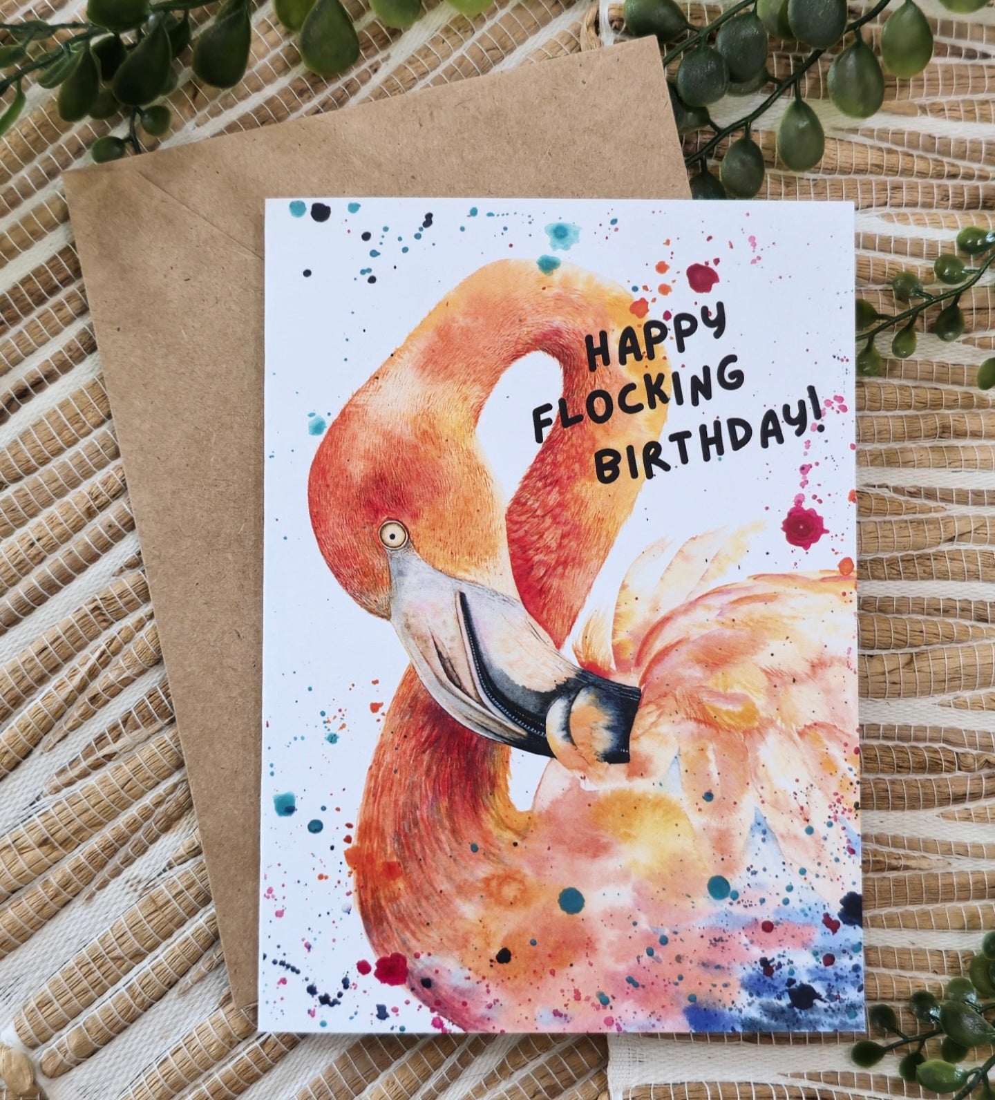 Flamingo Birthday Card - "Happy Flocking Birthday!"