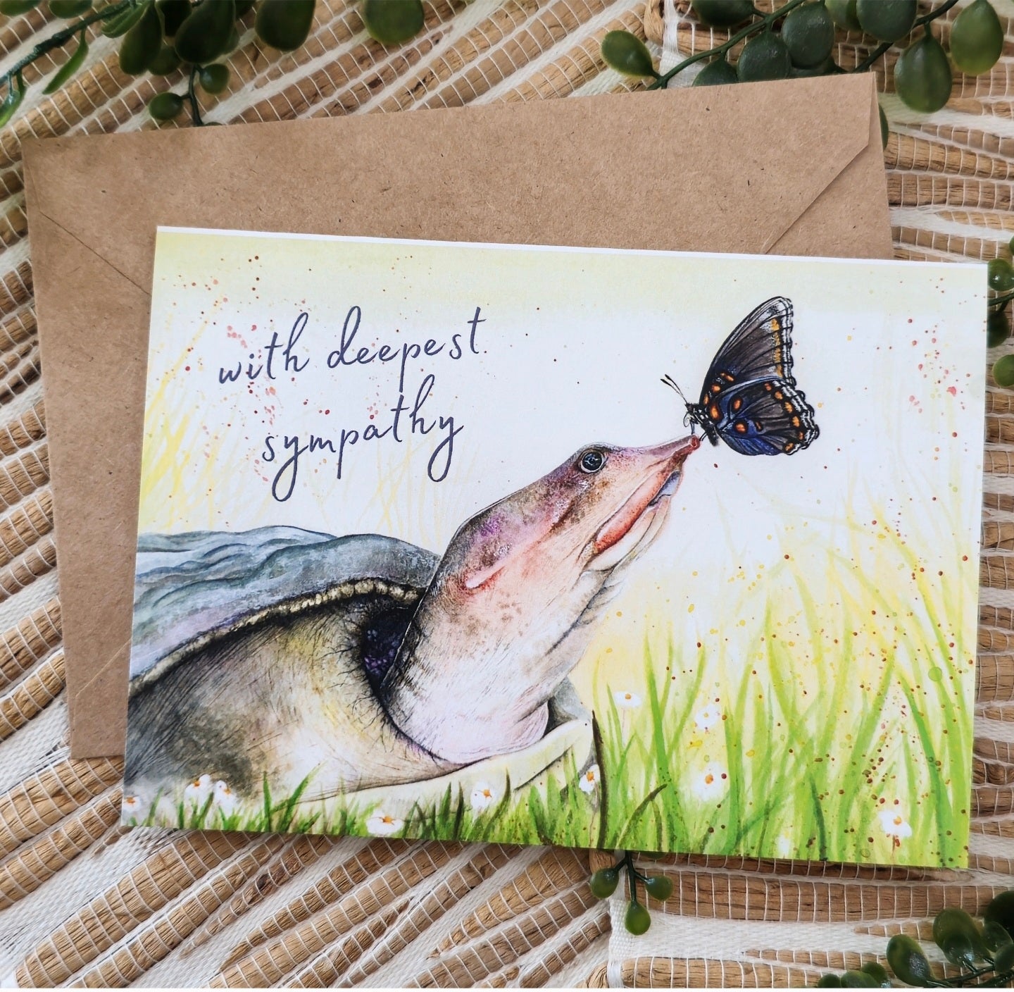 Softshell Turtle Sympathy Card - "With Deepest Sympathy"