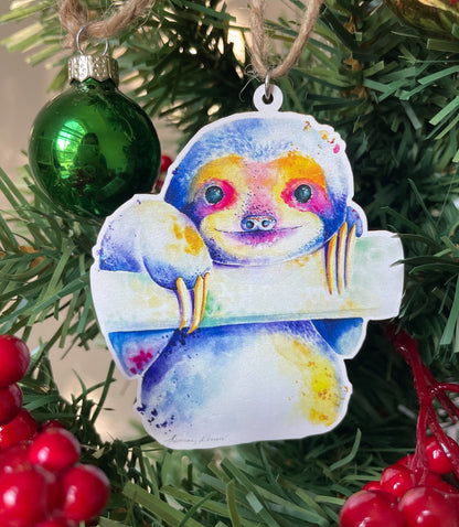 Sloth Wooden Eco-Friendly Holiday Ornament